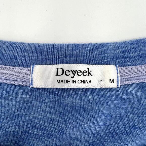 Deyeek Unisex Adaptive Post Surgery Full Snap Long Sleeve Blue T Shirt Size M - Picture 6 of 8